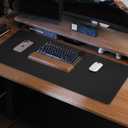 Desk Pad Mat 23.6"x13.7" - Waterproof Mouse Pad & Desk Protector, Non-Slip PU Leather for Gaming Keyboard/Mouse, Stitched Edge XL Office Desk Pad with Ergonomic Support(Black) (24" x 14")