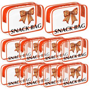 Tallew 12 Pcs Bow Basketball Snack Bags for Team Gifts Bow Goodie Treat Clear Candy Pouch Bags PVC Waterproof with Zipper Party Favors for Team Ground Christmas Birthday Gifts Sport Supplies