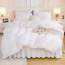 Andency White Comforter Full Size Set, 3 Pieces Fluffy Faux Fur Warm Soft Fuzzy Plush Bedding Comforter Set, Thick Heavy Puffy Comfy Bedding Sets