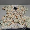 Women V-Neck Short Sleeve Loose Dress Chic Floral Printed A-LINE Pullover Short Dress (M, White Floral)