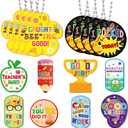 Liliaafar 100 Pack Student Motivational Incentives Dog Tag with Necklaces Cardstock Recognition Award Education Reward Prizes Gifts Bulk for School Classroom Teacher Supplies, 10 Styles