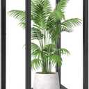 IBUYKE 30 Inch Tall Plant Stand Indoor, 2 Tier Metal Corner Plant Stand, Modern Square Plant Shelf Flower Stand for Living Room Patio Balcony Garden, Black TMJ070B