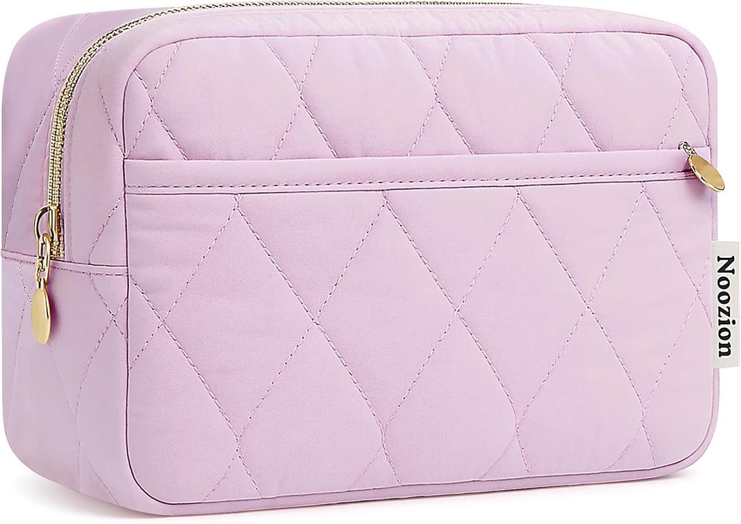 Noozion Makeup Bag Travel Toiletry Bag, Puffy Padded Cosmetic Bag for Women, Makeup Organizer Case, Wide-open Pouch Purse, Travel Essentials