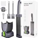 17-in-1 Fresh Meat Slicer & Cleaver Set, Stainless Steel Adjustable Thickness 2mm/4mm, Manual Meat Cutter for Slicing, Stripes & Dicing, 17 Blades for Home Cooking BBQ Hot Pot (Grey)