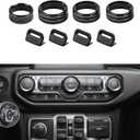 JeCar JL Switch Button Covers Window Control Air Conditioner Headlight Volume Radio Knob Trims Interior Accessories Compatible with Jeep Wrangler JL JLU 2018-2026 & Gladiator JT 2020-2026, Black