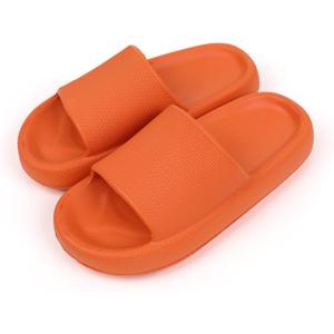 SEVENHILL Pillow Slippers for Women and Men Indoor Outdoor Non-Slip Quick Drying Slides and Sandals (Orange, M)