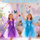 VEKDA Fairy Wings for Girls Women with Magic Fairy Wand Butterfly Costume Accessories for Halloween Cosplay Party (Blue)