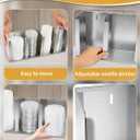 Stainless Steel Cup Dispenser,4 Compartments Cup Holder and Lid Holder with Adjustable Dividers,Cup Organizer for Kitchen Cabinets Cafe Shop Restaurant,Includes Straw Holder