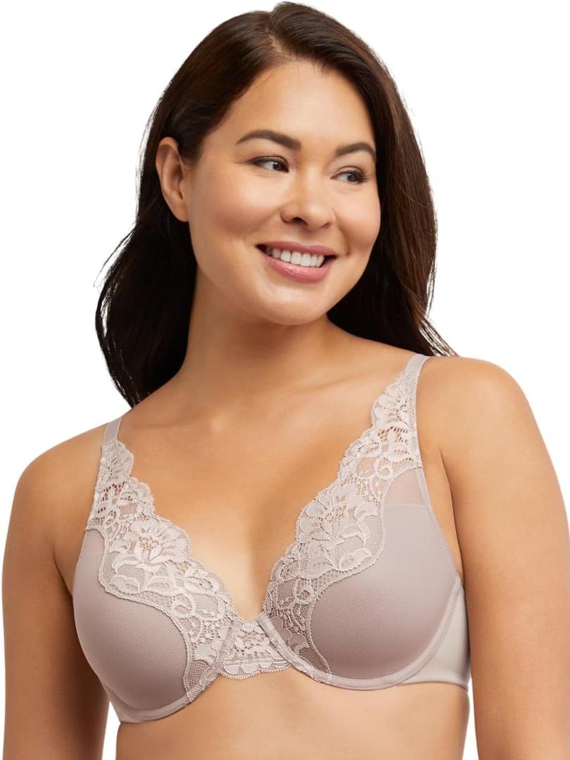 Bali Women's Lace Underwire Bra, One Smooth U Comfort Stretch Full-Coverage Lace Bras for Women, Convertible, 42D