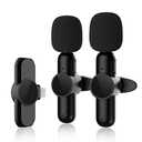 2 Pack Wireless Lavalier Microphone for iPhone iPad, AI Noise Reduction 2.4GHz Wireless Transmission, Plug and Play Lapel Mic for Video Recording Vlog YouTube Tiktok Living Interview