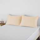 4 Pack 100% Egyptian Cotton Queen Pillow Protector with Hidden Zipper, 400 Thread Count Pillow Covers, Sateen Weave Cooling Bed Pillow Cases, Soft Breathable Non Noisy Easy Care (Beige)