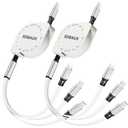 Multi Charging Cable,USB C to 3 in 1 Retractable Lightning/Type-C/Micro Port Fast Charger Cord for iPhone 17 16 15 14 13 12 Pro Max,Galaxy S23/S22/S20,Cell Phones Tablets Universal Use (2Pack-3.3ft)