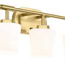 Bathroom Light Fixtures Over Mirror, 5-Light Brushed Gold Vanity Lighting Fixtures with Milk White Glass, 38inch Farmhouse Champagne Bronze Wall Sconces Lighting, AD-22004-5W-GD