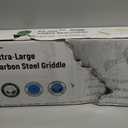 Carbon Steel Griddle Comes with Grill Press, Double Burner Griddle for Gas Stove, Electric Range, Outdoor Gas Grill, Induction, and Oven, Pre-seasoned Nitride Coating Compatible with Made in