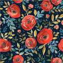 Boho Floral Peel and Stick Wallpaper, Dark Blue/Red/Teal Retro Self Adhesive Wall Decor for Bathroom, Kitchen, Accent Wall, Vintage Renter Friendly Contact Paper for Cabinet, Countertop, 17.5 x 118
