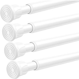 4 Pack Tension Rods for Windows 28 to 48 inch, Adjustable Curtain Rods No Drilling Spring Rods Extendable Pressure DIY Tension Rod for Window Closet Kitchen, White