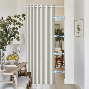 Faux Linen Curtain Black Out 96 inch Long, Memory Trained Pinch Pleated Vertical Drape for Loft/Home Office, 1 Panel, W52 x L96, Natural