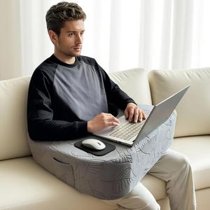 Lap Desk Pillow for Laptop Reading Pillow for Gaming Arm Rest Pillow for Adult Extra Large Lap Desk for Working, Gaming and Reading (Light Gray)
