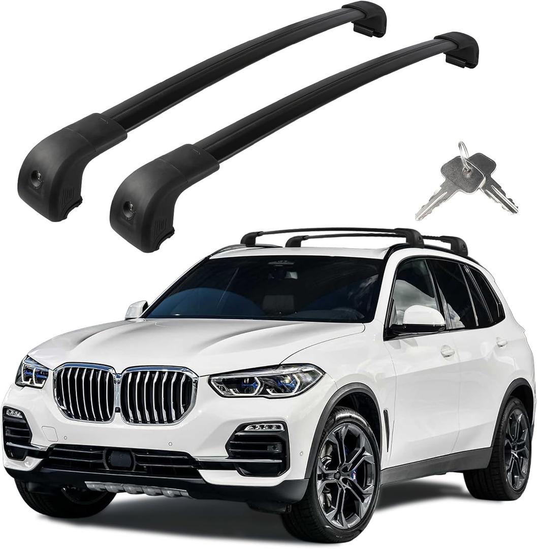 Roof Rack Cross Bars Compatible with BMW X5 G05 2018-2026, Adjustable Aluminum Heavy Duty 300 LBS Anti-Theft Lock Cargo Carrier Rooftop Crossbar Accessories for Bike, Basket, Snowboard, Luggage, Kayak
