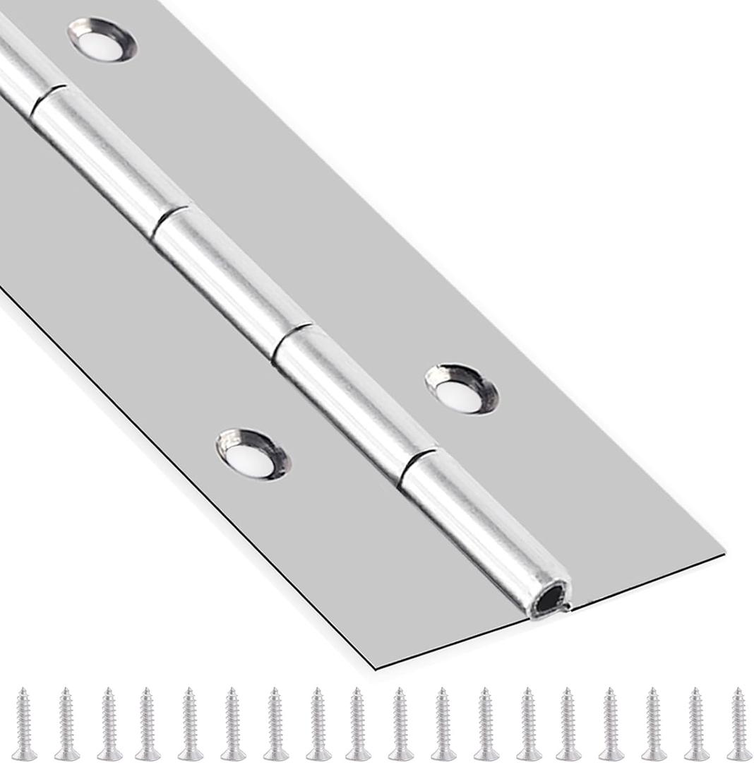 Piano Hinge 36 Inch x 3 Inch Heavy Duty Stainless Steel Piano Hinge Continuous Hinge for Cabinet, Door, DIY Wood Boxes, 0.047" Leaf Thickness, Screw Included Piano Hinge 36 Inch x 3 Inch Heavy Duty Stainless Steel Piano Hinge Continuous Hinge for Cabinet, Door, DIY Wood Boxes, 0.047" Leaf Thickness, Screw Included