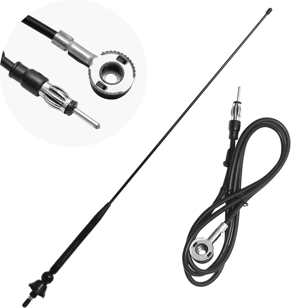 ASOOLL Black Boat Marine Radio Antenna FM AM Aerial 26.5 inch for Car Turk ATV UTV Yacht Tractor RV