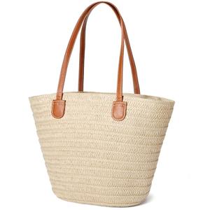 Hommtina Straw Bag Women's Straw Beach Bag Vacation Purse for Summer (Beige7)