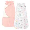 ZIGJOY Sleep Sack Swaddle 1.0 Tog Baby Wearable Blanket 100% Cotton Baby Swaddle Blanket for Newborns 0-6 Months Ocean&Pink