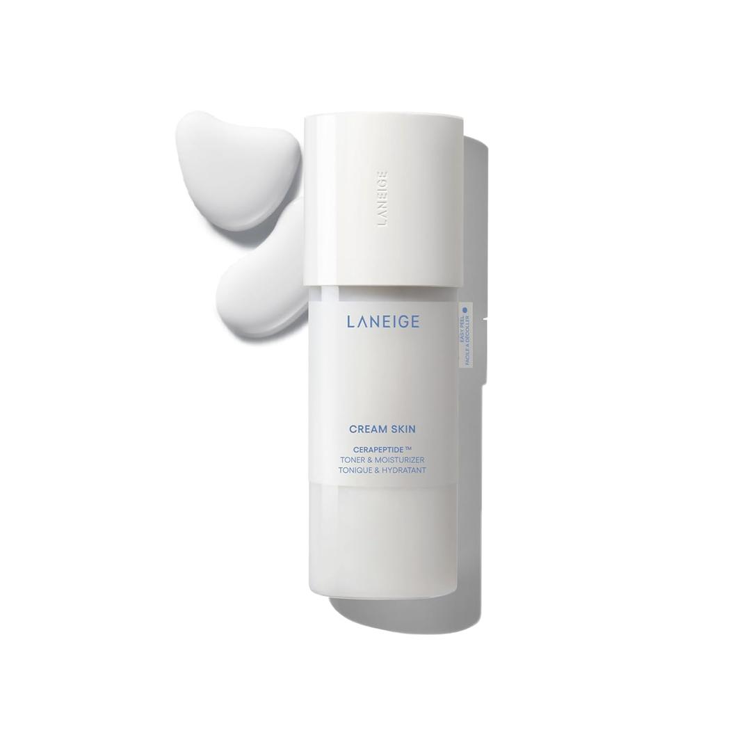 LANEIGE Cream Skin Toner & Moisturizer: Lightweight Refillable Korean Milky Toner with Ceramide & Peptide for Hydration, Firming, & Barrier Support