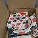 Kochorie 147 PCS Casino Party Supplies Set for 16 Guests Disposable Plates Cups Napkins Cutlery Straws Casino Theme Party Decorations for Poker Night Vegas Birthday Game Night