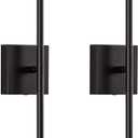 KDG Cordless Wall Sconces Set of 2, Wireless 5200mAh Rechargeable Battery Operated LED Wall Lamps with Remote, 360 Rotate Lightings for Wall Painting, Bedroom, Hallway, Night Light 23.6 inch (Black)
