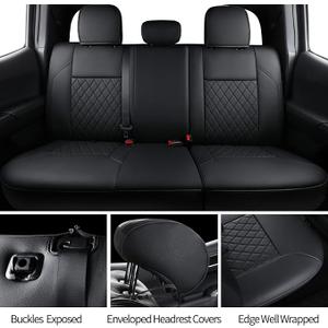 LUCKYMAN CLUB Tacoma Full-Set Seat Covers P04-HY-24, Fit Tacoma 2024 2025 2026 Double/Crew Cab Only, with Faux Leather (Full Set, Black)