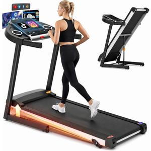 FUNMILY Walking Pad Treadmill with Incline - 3.5HP Foldable Treadmills with 10" HD WiFi Touchscreen, 350 LBS Capacity Smart Running Machine with HiFi Speakers, Popular Apps & Interactive Entertainment