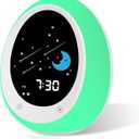 Kids Alarm Clock, Toddler Sleep Training Clock with Sun & Moon, Sound Machine, Night Light, Ok to Wake Alarm Clock for Children
