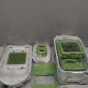 Mueller Pro-Series All-in-One, 12 Blade Mandoline Slicer for Kitchen, Food Chopper, Cucumber Slicer and Spiralizer, Cutter, Dicer, Grater, Gifts for Mom, Kitchen Essentials, White Sand/Green (12 Blade, White Sand/Green)