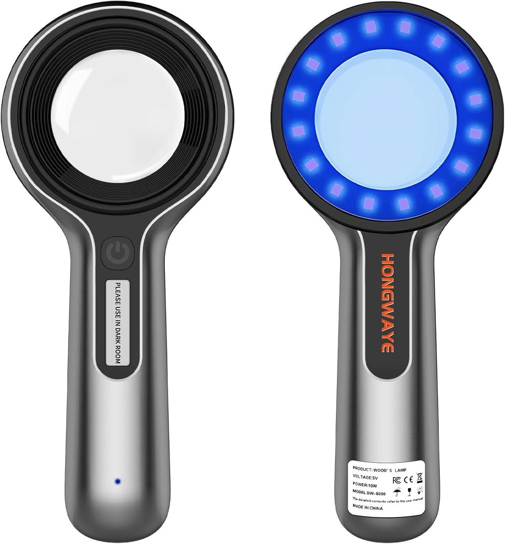 Woods Lamp Skin Analyzer, Easy to Hold and Carry Around, Woods Lamp Cat Ringworm, Detect All Kinds of Skin Conditions, No Special Training Required (2000 mAh Rechargeable Battery)