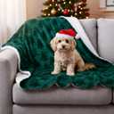 Tudomro Christmas Dog Blanket for Couch Waterproof Puppy Cat Pet Blanket Washable 3D Textured Christmas Tree Warm Jacquard Shag Soft Sherpa Fleece for Couch Bed Furniture Protection(25 x 30 Inches)