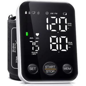 Oklar Blood Pressure Monitor Upper Arm Monitors for Home Use BP Machine Sphygmomanometer with 2x120 Reading Memory Adjustable Arm Cuff 8.7"-15.7" Large Display with LED Background Light Storage Bag (Black)