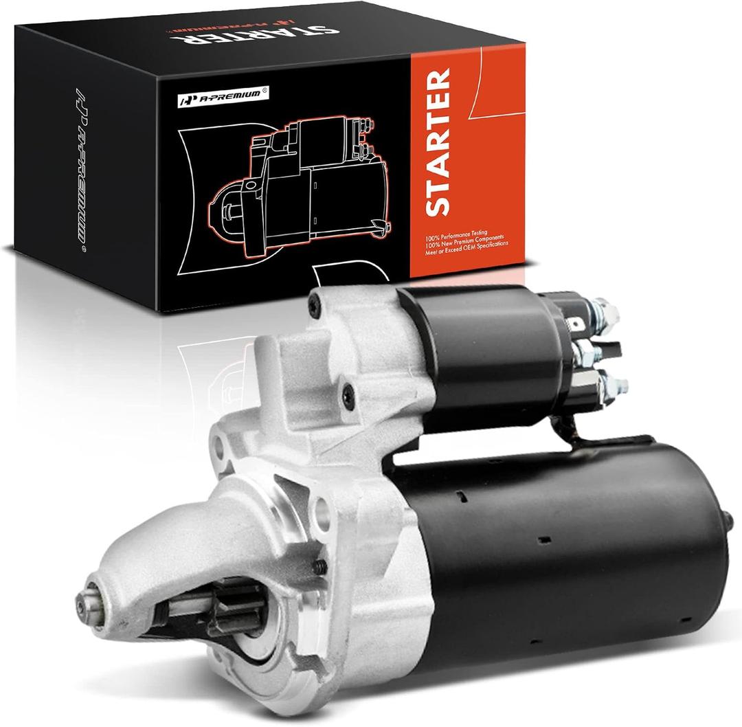 A-Premium Starter Motor Compatible with BMW 3-Series 318i/318is/318ti, 320i/323i/325i/328i, 323is/325is/328is, 5-Series 525i/525iT/528i, M3, Z3, 12V 1.4KW 9 Teeth CW, Replace# 12411714750