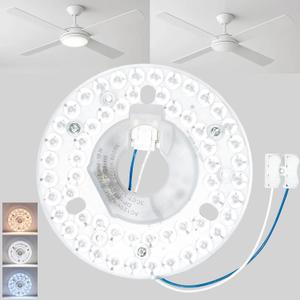 4.92" Ceiling Fan LED Light Board Replacement Upgrade Retrofit Kit Bright Dimmable 120V 18W 3CCT 3000K 4000K 6000K Daylight 1500LM PCB, Magnetic Easy Install in 5min (cover or shade NOT included)