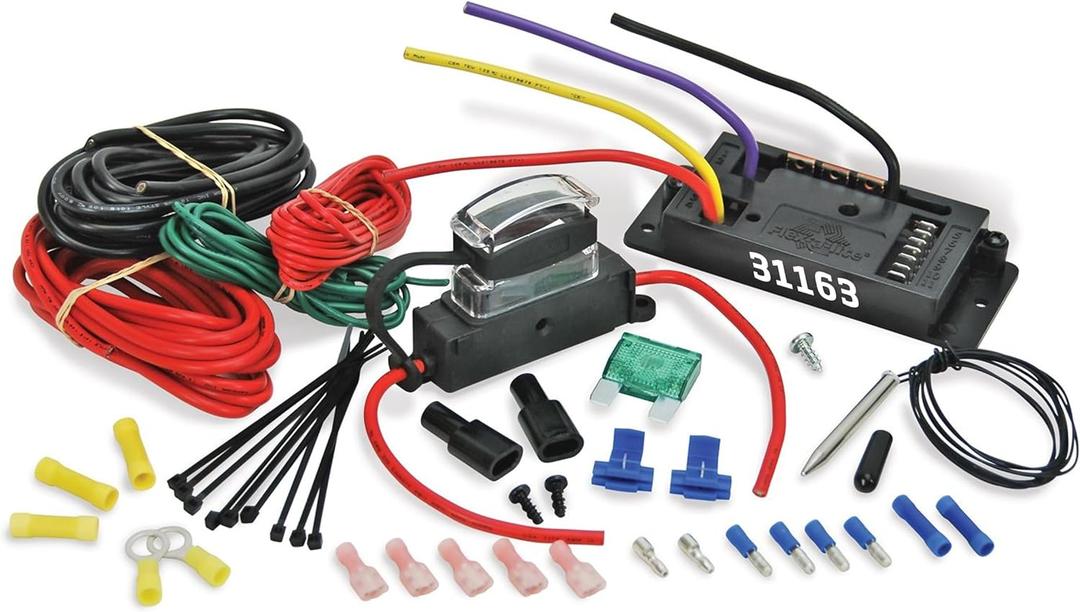 Flex-A-Lite Variable Speed Controller and Relay Kit with Thread-In Temperature Sensor, Fan Controller With Temperature Probe (31163), Black