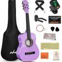 ADM Beginner Acoustic Classical Guitar 30 Inch Nylon Strings Wooden Guitar Bundle Kit for Kid Boy Girl Student Youth Guitarra Online Lessons with Gig Bag, Strap, Tuner, Strings, Picks, Purple