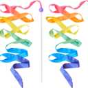 Sarah's Silks Rainbow Streamer - 8' Long Ribbon Wand for Kids, Pretend Play, Dance, Baton Stick Twirling, and Gymnastics Party Favors | 100% Silk and Wood Montessori and Waldorf Toys