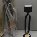 Deco 79 Aluminum Paper Clip Pillar Candle Holder with Marble Base, Set of 2 15", 19"H, Black