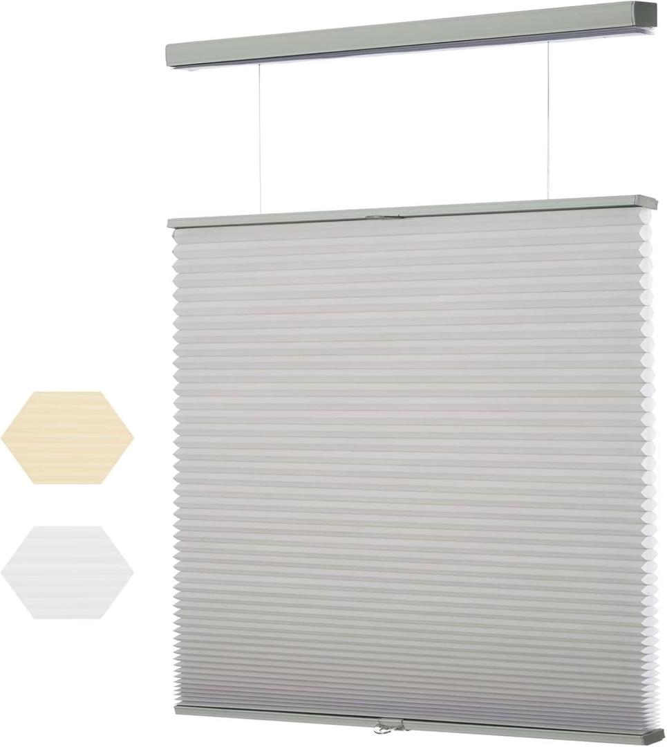 MYshade Top Down Bottom Up（TDBU） Cellular Shades, 1.5 inch Cordless Light Filtering Honeycomb Pleated Blinds for Windows Home Bedroom Office, Light Control, Thermal Insulated, 36" W x 72" H, Gray