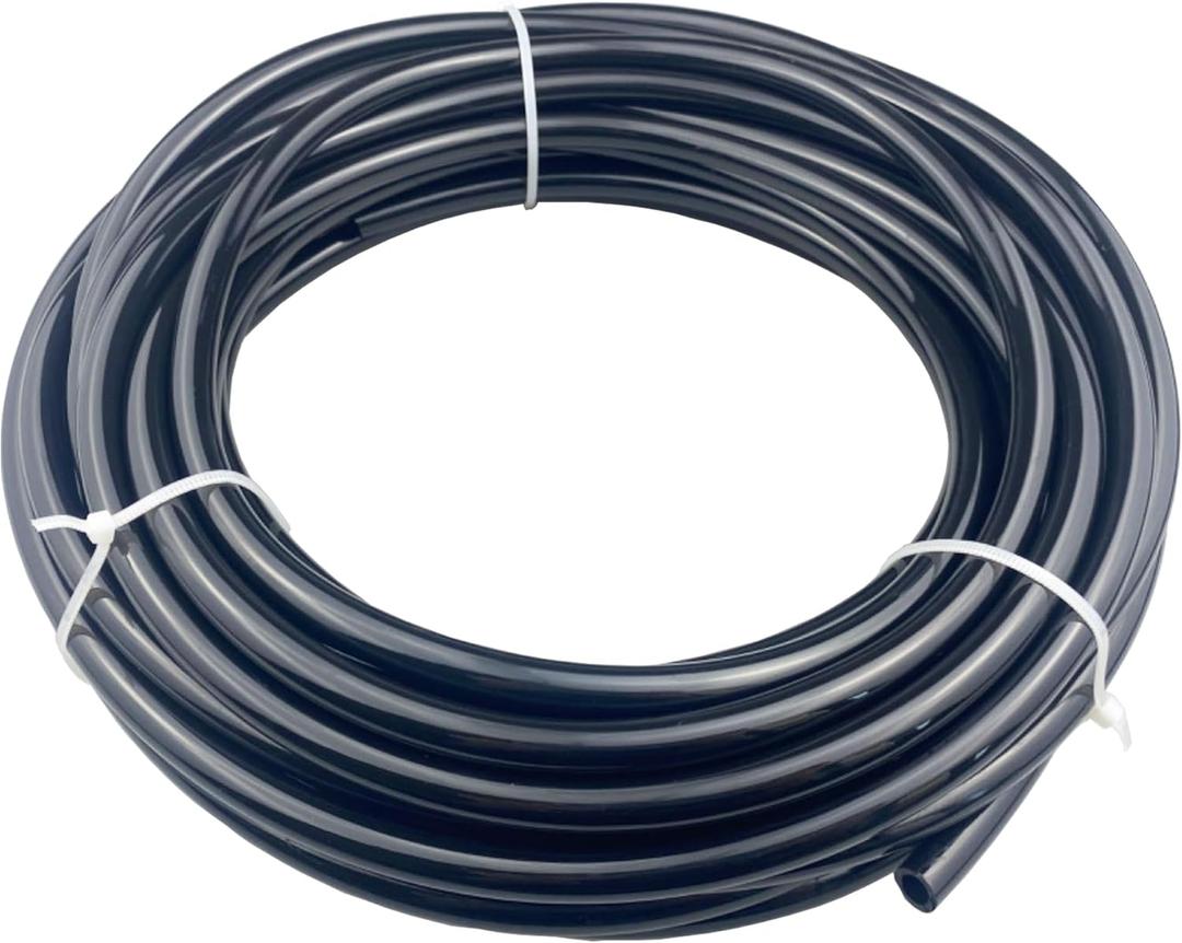 Pneumatic Air Line Tubing: 1/4 Inch OD Polyurethane Hose Pipe (Black-50FT)