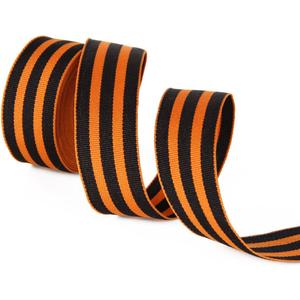 David accessories Orange Black Stripes Grosgrain Ribbon 1" Wide 5 Yard for DIY Ribbon Medal Award Handmade Hair Bow Clip Accessories and FestivalParty Birthday Bridal Shower Decoration (Orange&Black)