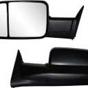 AERDM New Pair Towing Mirrors Black Housing Compatible with View Mirrors 94-01 Dodge Ram 1500, 94-02 Ram 2500 3500 Truck Manual Adjusted Side Set Left+Right