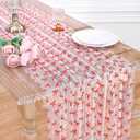 Beige Red Cheesecloth Table Runner 10FT Sheer Chiffon Mesh Runner, 29 x 120 Inch
