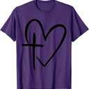 Stylish Cross In Heart Christian Heart Christian Cross T-Shirt, Size 2XL