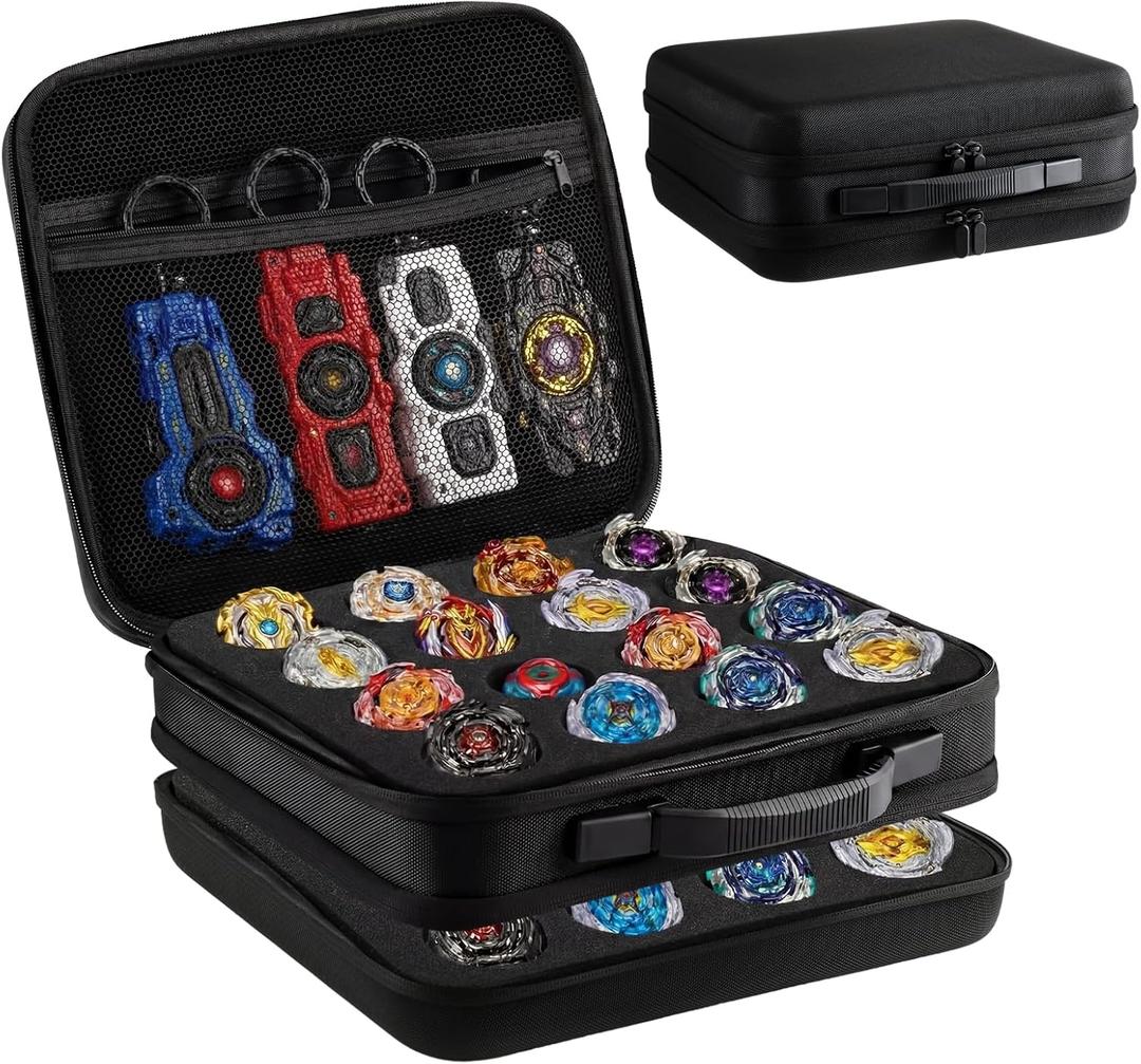 Junkin Spinning Top Case Storage Large Capacity Organizer Holds up to 32 Spinning Tops Double Layer Portable Carrying Case for Spin Top Fans Gift Storage Accessories